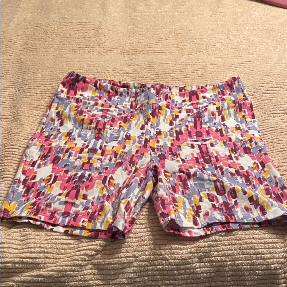 LuLaRoe Women's Abstract Pink and Yellow Athletic Shorts